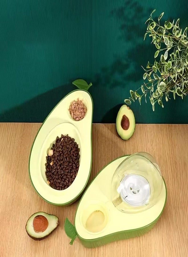 CREDLY Cat Food Bowl and Cat Water Dispenser Set: Multifunctional Slow Feeder Cat Bowl Raised Pet Whisker Fatigue Food Bowl & Gravity Cat Water Bowl for Cats Puppy Small Dogs Kittens(Green Yellow) - Image 2